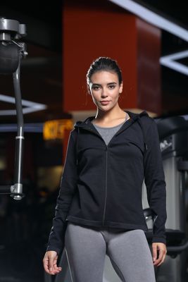 Full Zip Performance Hoodie met lange mouw Vocht wegnemen Regelmatige pasvorm