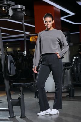 Vrouwen hoge flare broek met zakken squat proof telefoon vriendelijk ontwerp