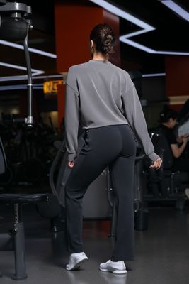 Vrouwen hoge flare broek met zakken squat proof telefoon vriendelijk ontwerp